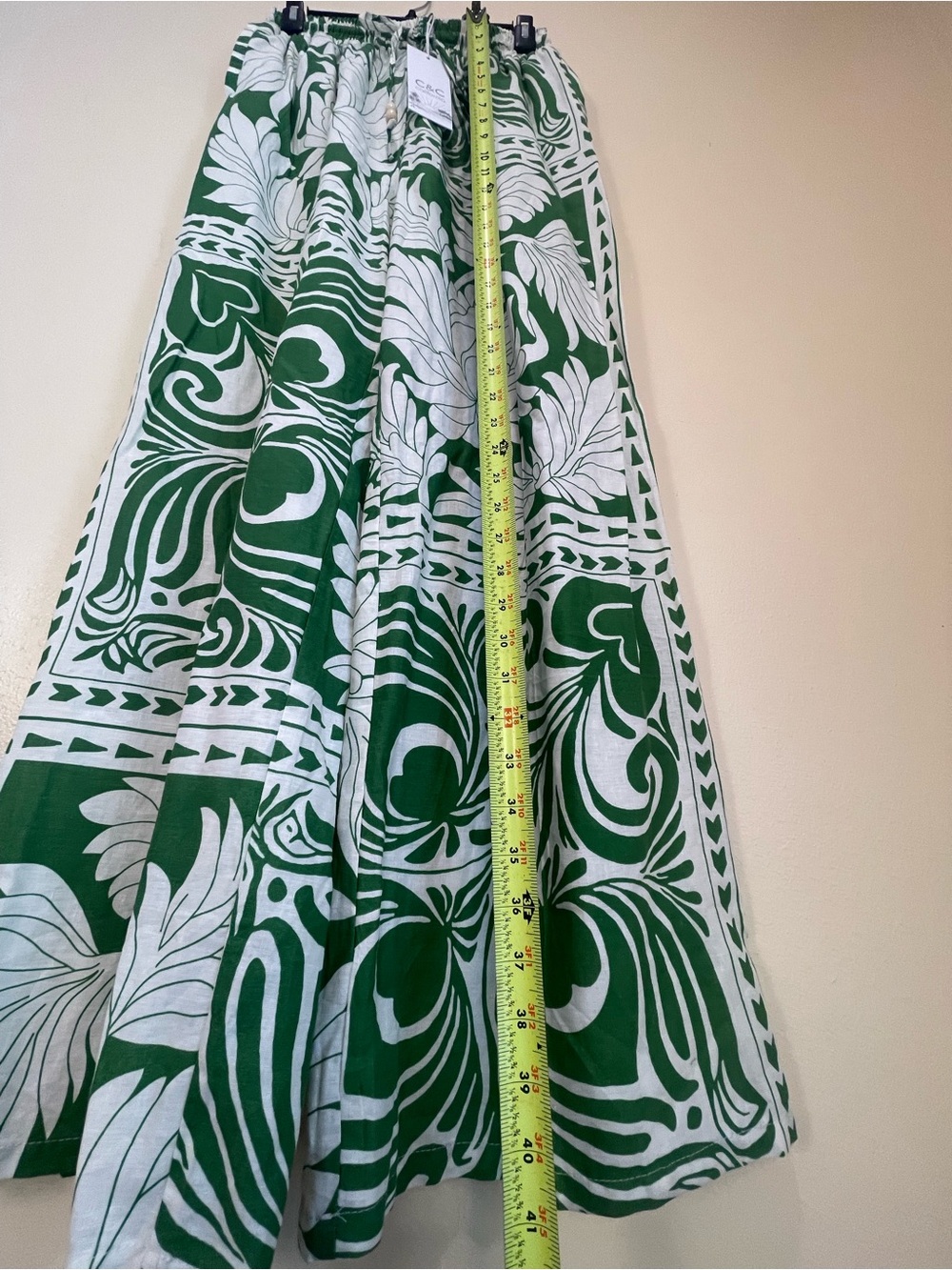C&C California Green White Tropical Linen Blend Wide Leg Pants M Pull On NWT - Picture 12 of 14